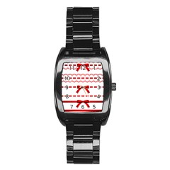 Ribbon Red Line Stainless Steel Barrel Watch