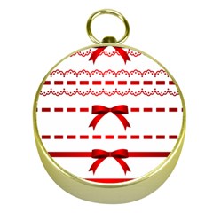 Ribbon Red Line Gold Compasses by Mariart