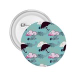 Rain Clouds Umbrella Blue Sky Pink 2.25  Buttons Front