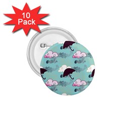 Rain Clouds Umbrella Blue Sky Pink 1 75  Buttons (10 Pack)