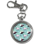 Rain Clouds Umbrella Blue Sky Pink Key Chain Watches Front