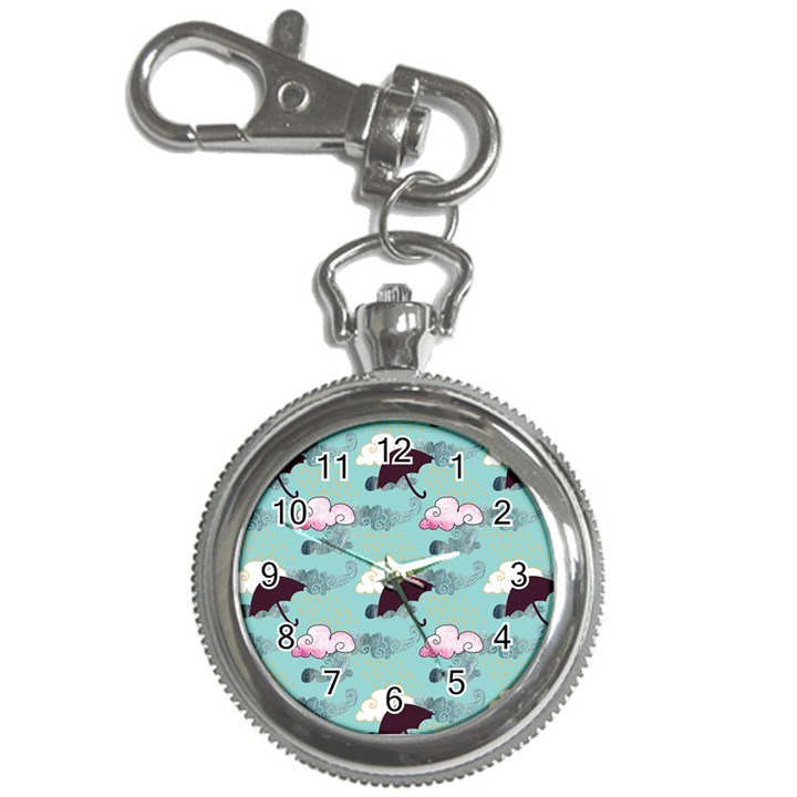 Rain Clouds Umbrella Blue Sky Pink Key Chain Watches