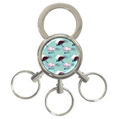 Rain Clouds Umbrella Blue Sky Pink 3-ring Key Chains by Mariart