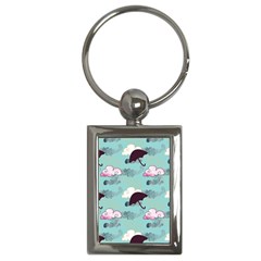 Rain Clouds Umbrella Blue Sky Pink Key Chains (rectangle)  by Mariart