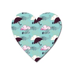 Rain Clouds Umbrella Blue Sky Pink Heart Magnet by Mariart