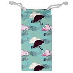 Rain Clouds Umbrella Blue Sky Pink Jewelry Bag by Mariart