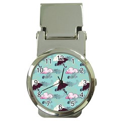 Rain Clouds Umbrella Blue Sky Pink Money Clip Watches