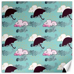 Rain Clouds Umbrella Blue Sky Pink Canvas 12  X 12  