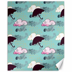 Rain Clouds Umbrella Blue Sky Pink Canvas 16  X 20  