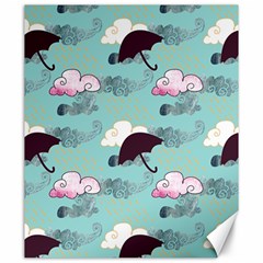 Rain Clouds Umbrella Blue Sky Pink Canvas 20  X 24  