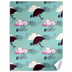 Rain Clouds Umbrella Blue Sky Pink Canvas 36  X 48  