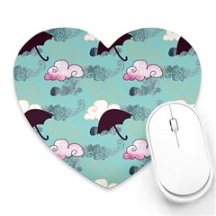 Rain Clouds Umbrella Blue Sky Pink Heart Mousepads