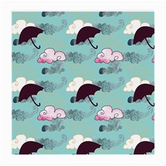 Rain Clouds Umbrella Blue Sky Pink Medium Glasses Cloth (2-side) by Mariart