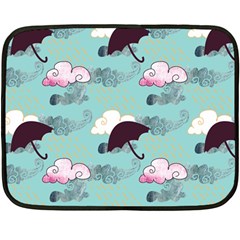 Rain Clouds Umbrella Blue Sky Pink Fleece Blanket (mini) by Mariart