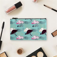 Rain Clouds Umbrella Blue Sky Pink Cosmetic Bag (small)  by Mariart