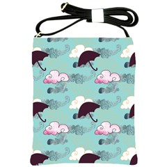 Rain Clouds Umbrella Blue Sky Pink Shoulder Sling Bags