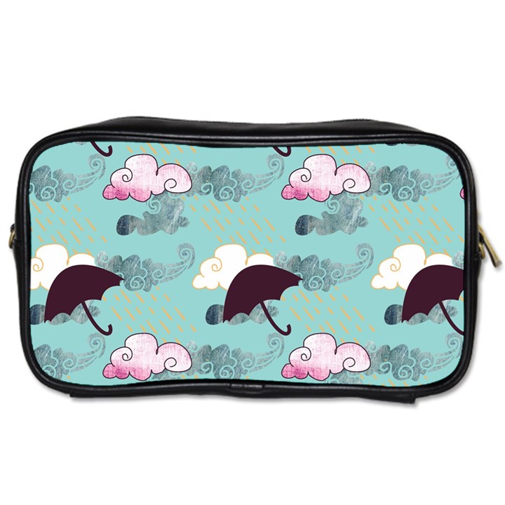 Rain Clouds Umbrella Blue Sky Pink Toiletries Bags 2-Side