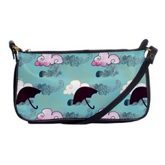 Rain Clouds Umbrella Blue Sky Pink Shoulder Clutch Bags by Mariart