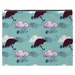 Rain Clouds Umbrella Blue Sky Pink Cosmetic Bag (xxxl)  by Mariart