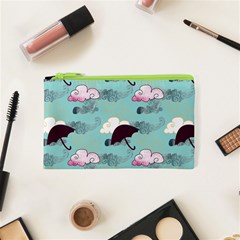 Rain Clouds Umbrella Blue Sky Pink Cosmetic Bag (xs) by Mariart