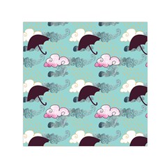 Rain Clouds Umbrella Blue Sky Pink Small Satin Scarf (square) by Mariart