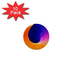 Wave Waves Chefron Color Blue Pink Orange White Red Purple 1  Mini Buttons (10 Pack)  by Mariart