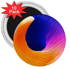 Wave Waves Chefron Color Blue Pink Orange White Red Purple 3  Magnets (10 Pack)  by Mariart