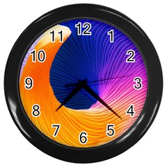 Wave Waves Chefron Color Blue Pink Orange White Red Purple Wall Clocks (black) by Mariart