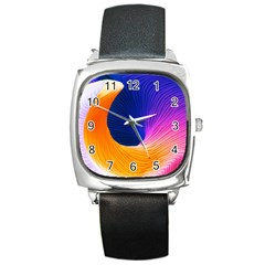 Wave Waves Chefron Color Blue Pink Orange White Red Purple Square Metal Watch by Mariart