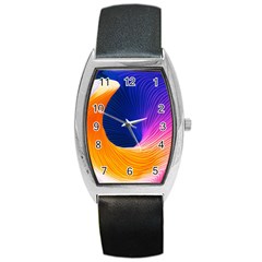 Wave Waves Chefron Color Blue Pink Orange White Red Purple Barrel Style Metal Watch by Mariart