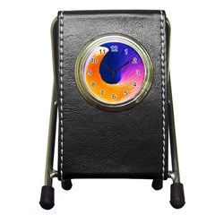 Wave Waves Chefron Color Blue Pink Orange White Red Purple Pen Holder Desk Clocks by Mariart