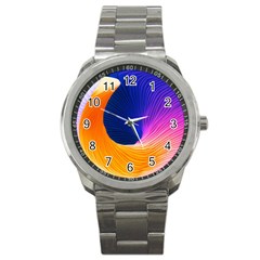 Wave Waves Chefron Color Blue Pink Orange White Red Purple Sport Metal Watch by Mariart