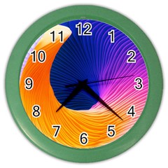 Wave Waves Chefron Color Blue Pink Orange White Red Purple Color Wall Clocks by Mariart