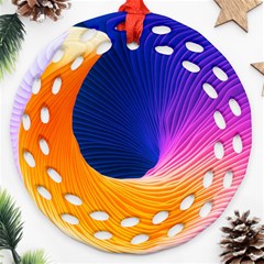 Wave Waves Chefron Color Blue Pink Orange White Red Purple Round Filigree Ornament (two Sides) by Mariart