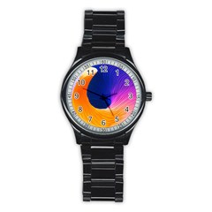 Wave Waves Chefron Color Blue Pink Orange White Red Purple Stainless Steel Round Watch by Mariart