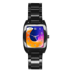 Wave Waves Chefron Color Blue Pink Orange White Red Purple Stainless Steel Barrel Watch by Mariart