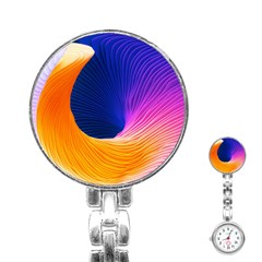 Wave Waves Chefron Color Blue Pink Orange White Red Purple Stainless Steel Nurses Watch by Mariart