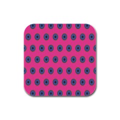 Polka Dot Circle Pink Purple Green Rubber Square Coaster (4 Pack) 