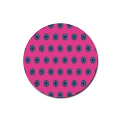 Polka Dot Circle Pink Purple Green Rubber Round Coaster (4 Pack)  by Mariart