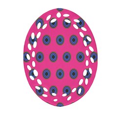 Polka Dot Circle Pink Purple Green Oval Filigree Ornament (two Sides) by Mariart