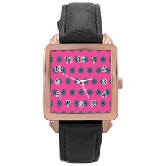 Polka Dot Circle Pink Purple Green Rose Gold Leather Watch  by Mariart