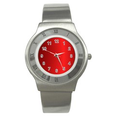 Red Gradient Fractal Backgroun Stainless Steel Watch by Simbadda