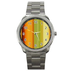 Colorful Citrus Colors Striped Background Wallpaper Sport Metal Watch by Simbadda