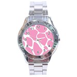 Baby Pink Girl Pattern Colorful Background Stainless Steel Analogue Watch Front