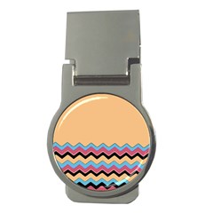 Chevrons Patterns Colorful Stripes Background Art Digital Money Clips (round)  by Simbadda