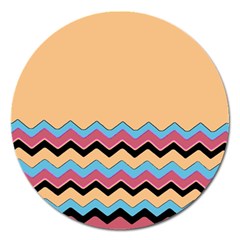 Chevrons Patterns Colorful Stripes Background Art Digital Magnet 5  (round) by Simbadda