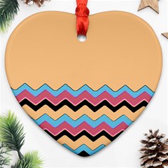 Chevrons Patterns Colorful Stripes Background Art Digital Heart Ornament (two Sides) by Simbadda