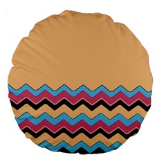 Chevrons Patterns Colorful Stripes Background Art Digital Large 18  Premium Round Cushions by Simbadda