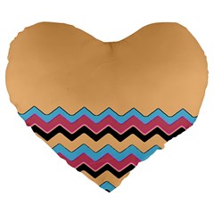 Chevrons Patterns Colorful Stripes Background Art Digital Large 19  Premium Heart Shape Cushions