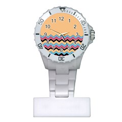 Chevrons Patterns Colorful Stripes Background Art Digital Plastic Nurses Watch by Simbadda